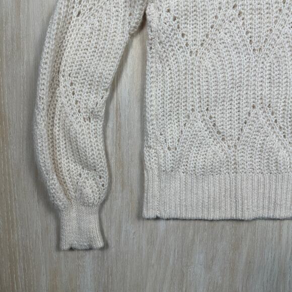 Abercrombie & Fitch Alpaca Blend Ivory Crew Neck Cozy Pullover Sweater Medium - Picture 4 of 13